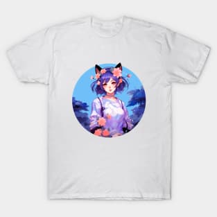 Cat girl digital anime painting T-Shirt